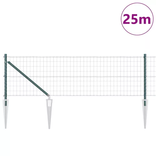 Kerítés oszlopokkal Zöld 0,4 x 25 m Acél