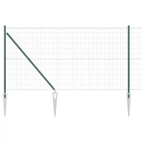 Kerítés oszlopokkal Zöld 1 x 25 m Acél