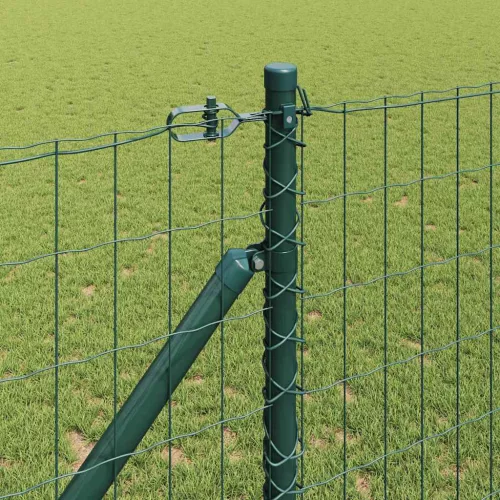 Kerítés oszlopokkal Zöld 1 x 25 m Acél