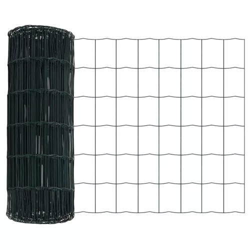 Kerítés oszlopokkal Zöld 0.8 x 25 m Acél