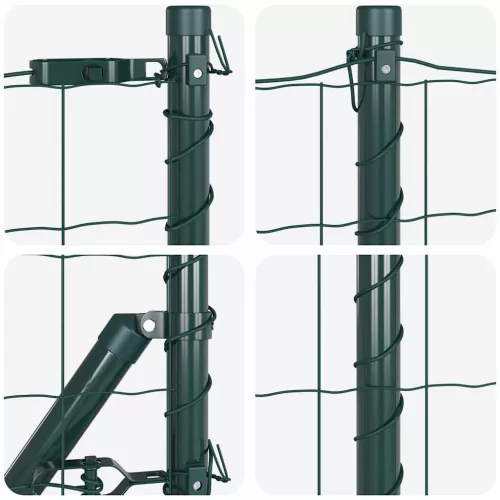 Kerítés oszlopokkal Zöld 0.8 x 25 m Acél