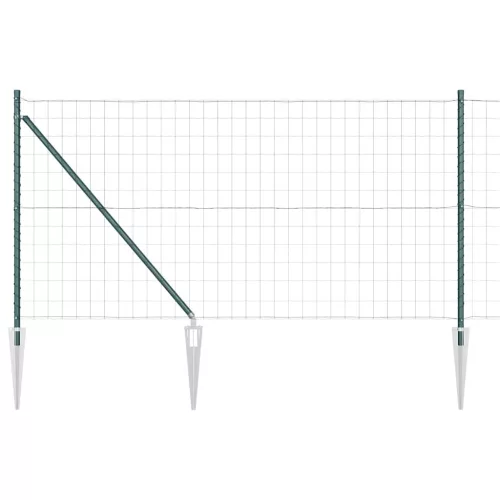 Kerítés oszlopokkal Zöld 1 x 25 m Acél