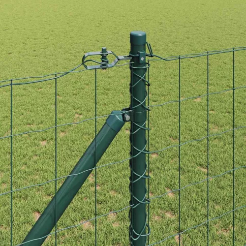 Kerítés oszlopokkal Zöld 1 x 25 m Acél