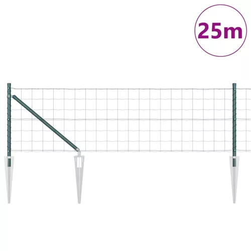 Kerítés oszlopokkal Zöld 0.8 x 25 m Acél