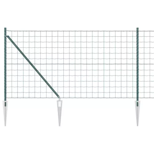 Kerítés oszlopokkal Zöld 1 x 25 m Acél