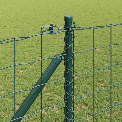 Kerítés oszlopokkal Zöld 1 x 25 m Acél