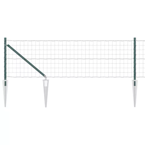 Kerítés oszlopokkal Zöld 0.8 x 10 m Acél