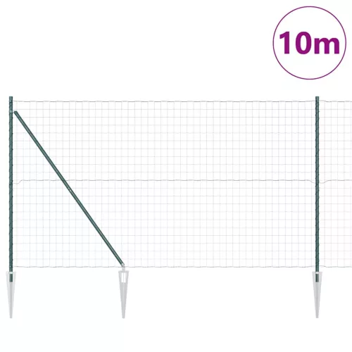 Kerítés oszlopokkal Zöld 1.5 x 10 m Acél