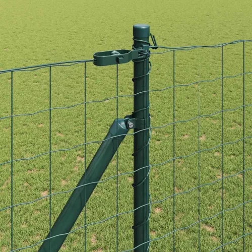Kerítés oszlopokkal Zöld 1.5 x 10 m Acél
