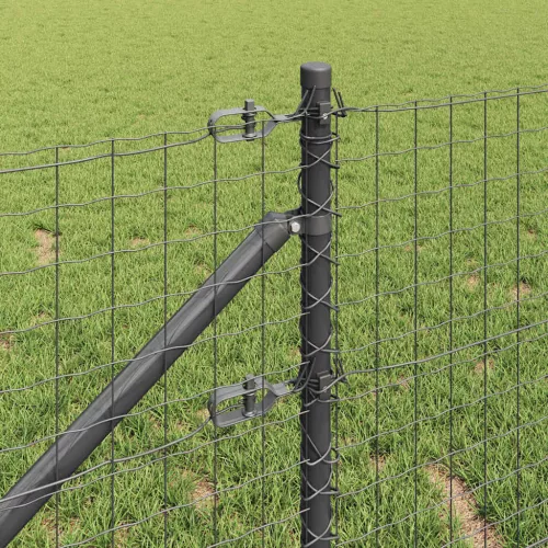 Kerítés oszlopokkal Szürke 0.8 x 10 m Acél