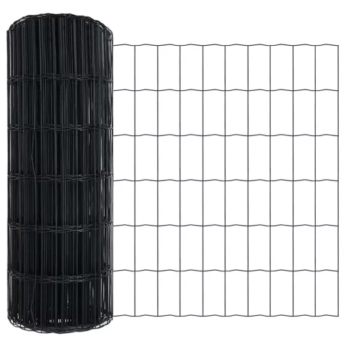 Kerítés oszlopokkal Szürke 0.8 x 10 m Acél