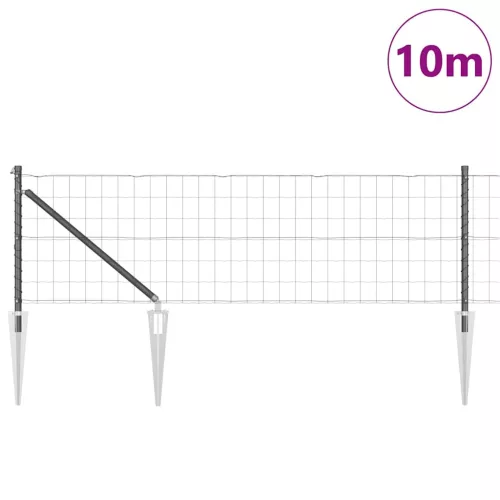 Kerítés oszlopokkal Szürke 0,6 x 10 m Acél