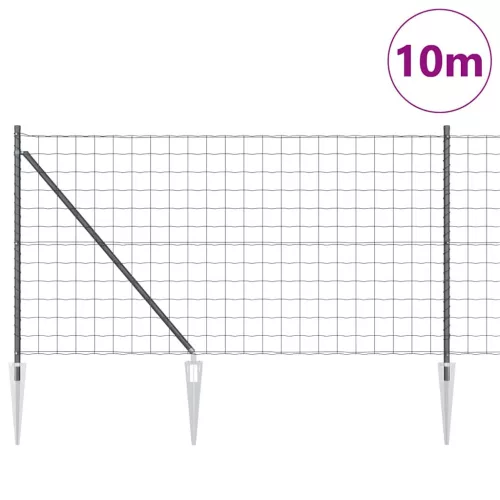 Kerítés oszlopokkal Szürke 1 x 10 m Acél