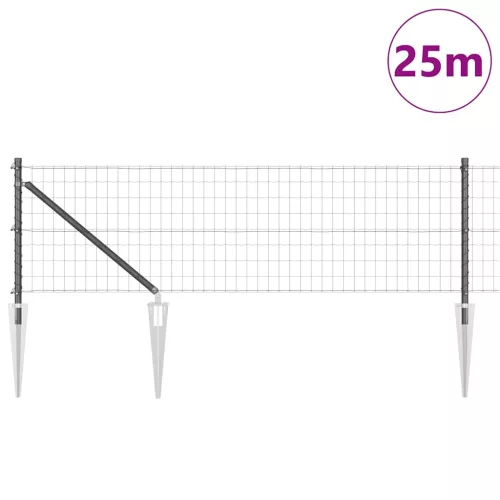 Kerítés oszlopokkal Szürke 0.8 x 25 m Acél
