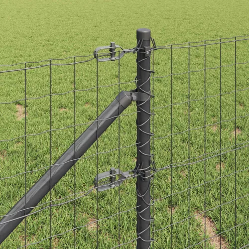 Kerítés oszlopokkal Szürke 0.8 x 25 m Acél