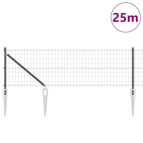 Kerítés oszlopokkal Szürke 0.8 x 25 m Acél