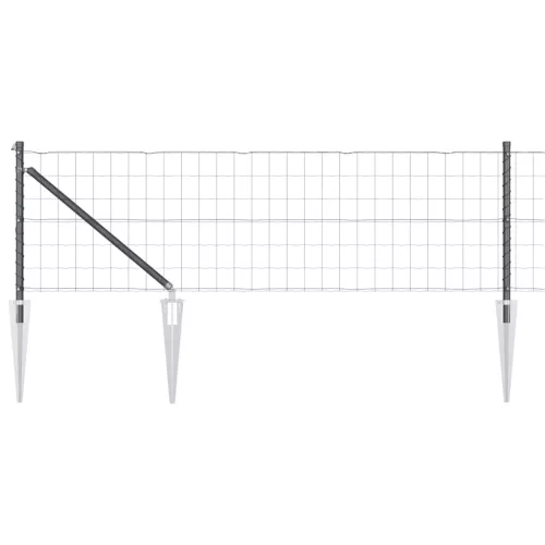 Kerítés oszlopokkal Szürke 0,6 x 25 m Acél