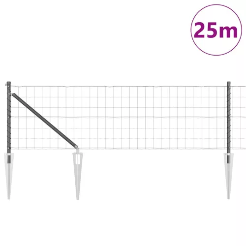 Kerítés oszlopokkal Szürke 0,6 x 25 m Acél