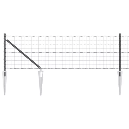 Kerítés oszlopokkal Szürke 0.8 x 10 m Acél