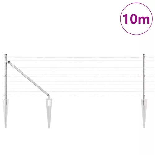 Kerítés oszlopokkal Ezüst 0,4 x 10 m Acél
