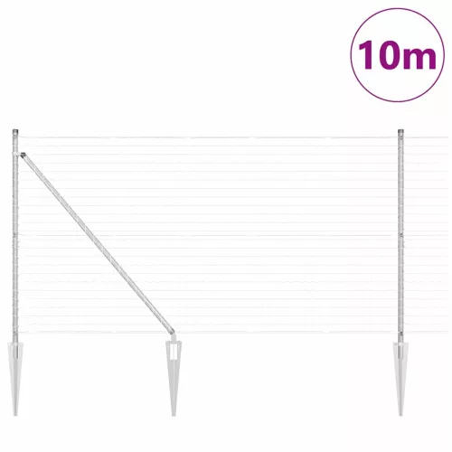 Kerítés oszlopokkal Ezüst 1.4 x 10 m Acél