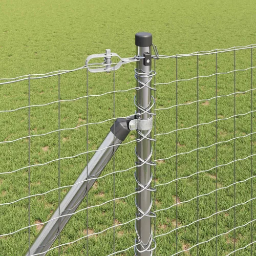 Kerítés oszlopokkal Ezüst 1.4 x 10 m Acél