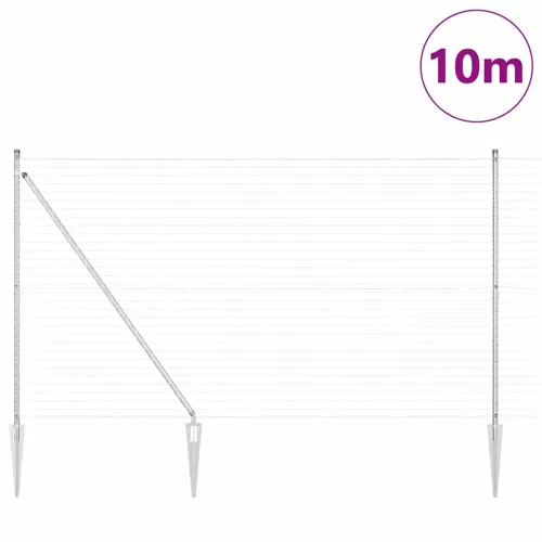 Kerítés oszlopokkal Ezüst 1.6 x 10 m Acél