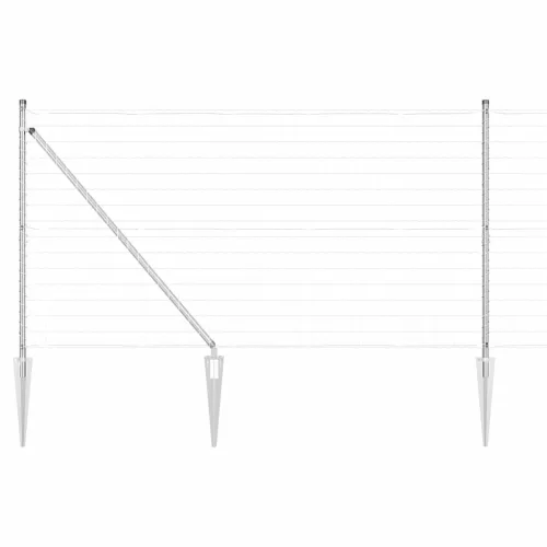 Kerítés oszlopokkal Ezüst 1.4 x 10 m Acél