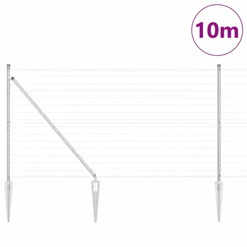 Kerítés oszlopokkal Ezüst 1.4 x 10 m Acél