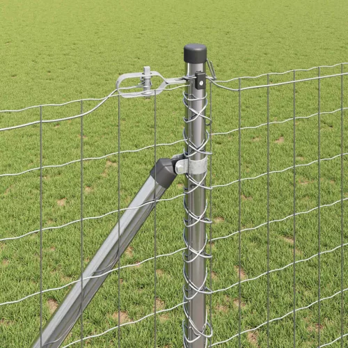 Kerítés oszlopokkal Ezüst 1.4 x 10 m Acél