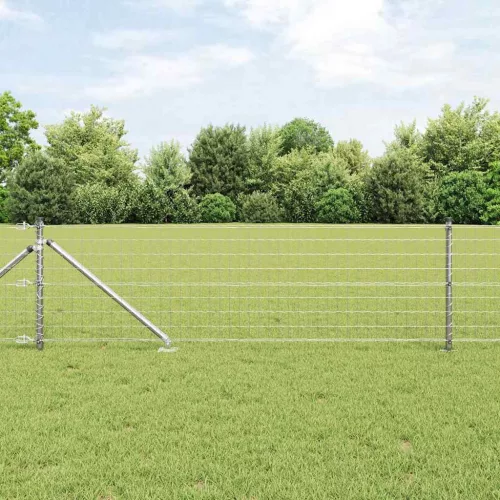 Kerítés oszlopokkal Ezüst 0,6 x 10 m Acél