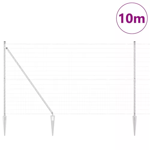 Kerítés oszlopokkal Ezüst 1.5 x 10 m Acél