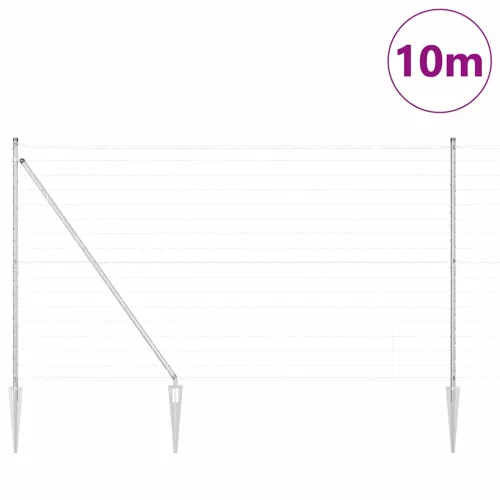 Kerítés oszlopokkal Ezüst 1.6 x 10 m Acél