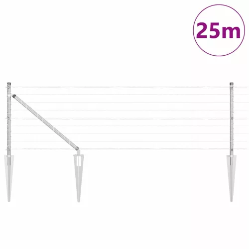 Kerítés oszlopokkal Ezüst 0,6 x 25 m Acél