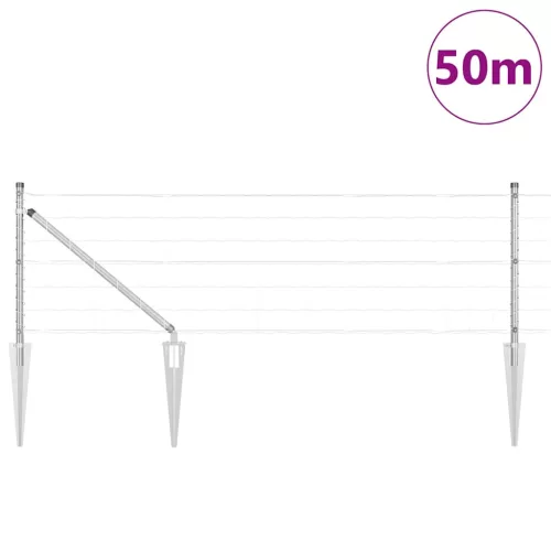 Kerítés oszlopokkal Ezüst 0.4 x 50 m Acél