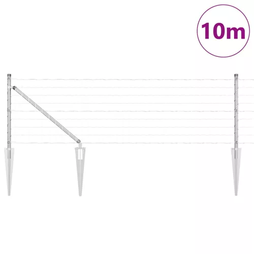 Kerítés oszlopokkal Ezüst 0,6 x 10 m Acél