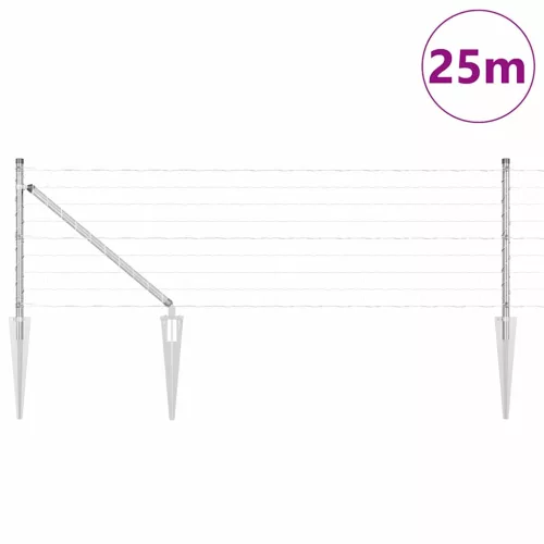 Kerítés oszlopokkal Ezüst 0.8 x 25 m Acél