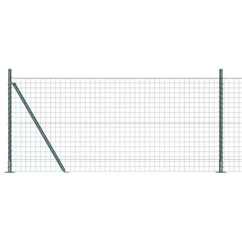 Kerítés oszlopokkal Zöld 0.8 x 10 m Acél