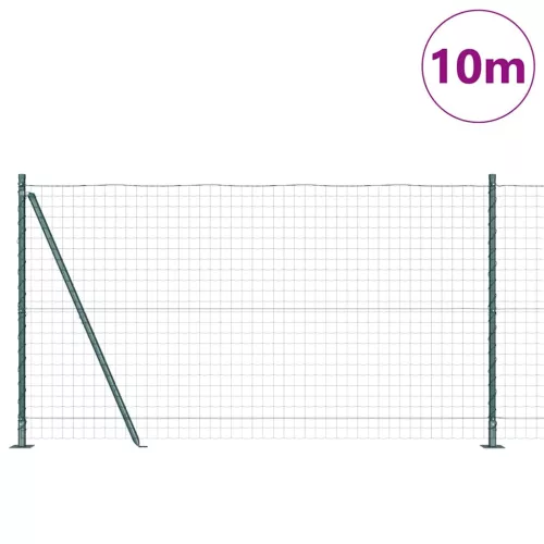 Kerítés oszlopokkal Zöld 1.2 x 10 m Acél