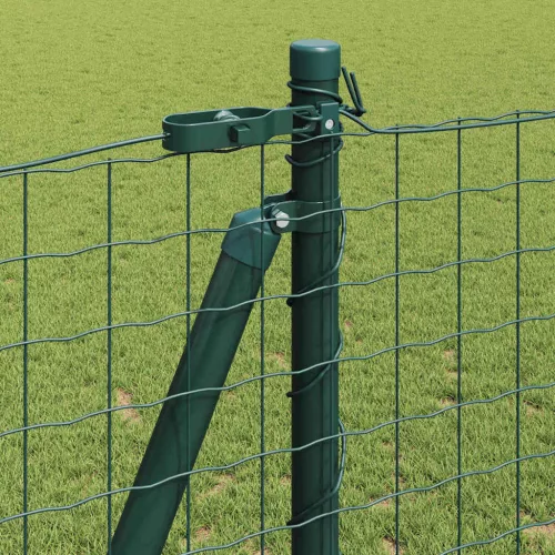 Kerítés oszlopokkal Zöld 1.2 x 10 m Acél