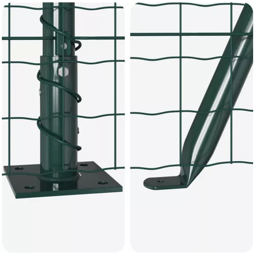 Kerítés oszlopokkal Zöld 1.2 x 10 m Acél