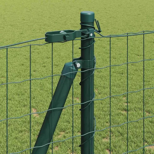 Kerítés oszlopokkal Zöld 1.2 x 10 m Acél