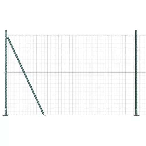 Kerítés oszlopokkal Zöld 1.4 x 10 m Acél