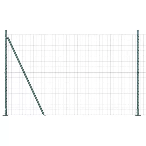 Kerítés oszlopokkal Zöld 1.4 x 10 m Acél