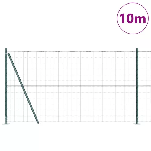 Kerítés oszlopokkal Zöld 1.2 x 10 m Acél