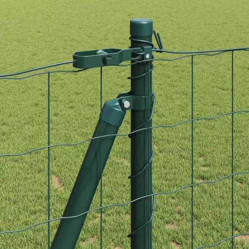Kerítés oszlopokkal Zöld 1.2 x 10 m Acél