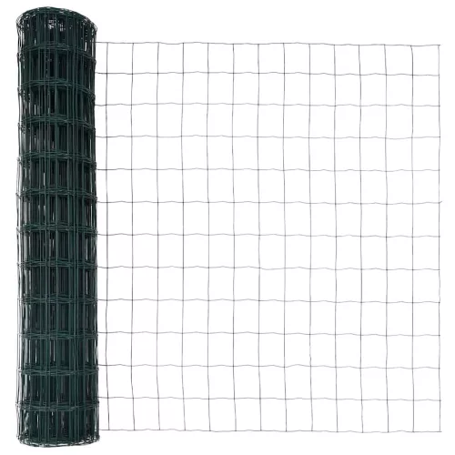 Kerítés oszlopokkal Zöld 1.2 x 10 m Acél