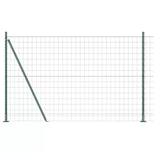 Kerítés oszlopokkal Zöld 1.4 x 10 m Acél