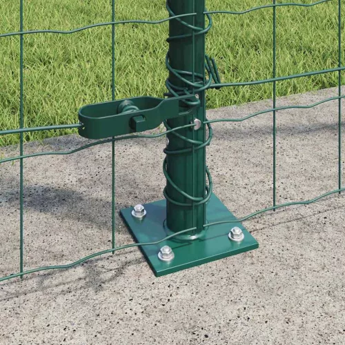 Kerítés oszlopokkal Zöld 1.6 x 10 m Acél