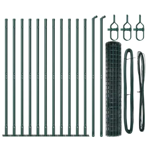 Kerítés oszlopokkal Zöld 1.2 x 25 m Acél
